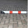 Red & White 76 mm Diameter Fold Down Parking Post (laying down).
