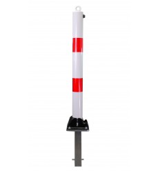 White & Red Fold Down Parking Post with Ground Spigot 