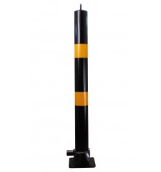Black & Yellow 76 mm Diameter Fold Down Parking Post. Integral Lock & Chain Eyelet (001-2970 K/D, 001-2980 K/A)