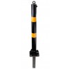 Black & Yellow 76 mm Diameter Fold Down Parking Post with Ground Spigot