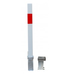 H/D White & Red 100P Security Parking Posts & 2 x Ground Bases.