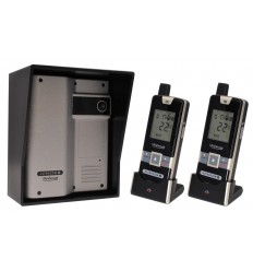 Wireless Gate & Door Intercom with 2 x Handsets (UltraCom2 No Keypad) Silver & Black Hood 