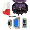 Wireless Commercial Doorbell inc Heavy Duty Push Button -Siren & Flashing Strobe with adjustable duration options.