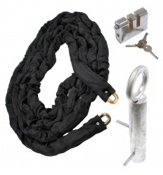 5 metre Chain with Heavy Duty Double Slotted Shackle Lock & Ground Anchor