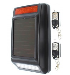 Solar Powered Wireless Siren & Flashing Strobe Light & Remote Controls