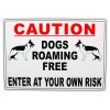 External A4 'Dogs Roaming Free' Warning Sign