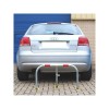 Galvanised Fold Down Hoop Barrier & Integral Lock (positioned behind a vehicle)
