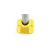 High Visability, Rounded Cornered Base Feet, of the Galvanised Fold Down Hoop Barrier.