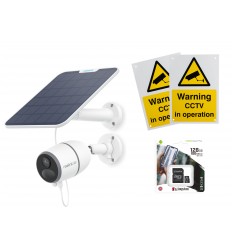 4G Battery Camera & White Solar Panel - 4K (8MP) / Smart Detection / Night Vision / IP65 / 128GB (Reolink Go G340) /2 x A5 Signs