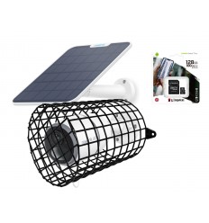 4G Battery Camera & White Solar Panel & Security Cage - 4K (8MP) / Smart Detection / Night Vision / IP65 / 128GB (Reolink Go)