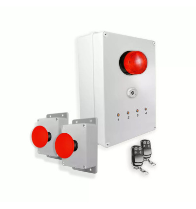 Wireless Alert System 300m - 2 Emergency Stop Buttons / Siren / Flash / LEDs / Stop Button (DA600+)