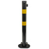 Black Fold Down Parking Post with Yellow Reflective Bands – Driveway Security Bollard (610B)
