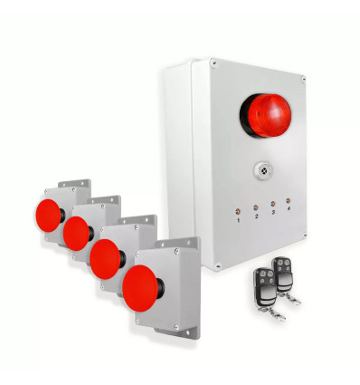 Wireless Alert System 300m - 2 Emergency Stop Buttons / Siren / Flash / LEDs / Stop Button (DA600+)