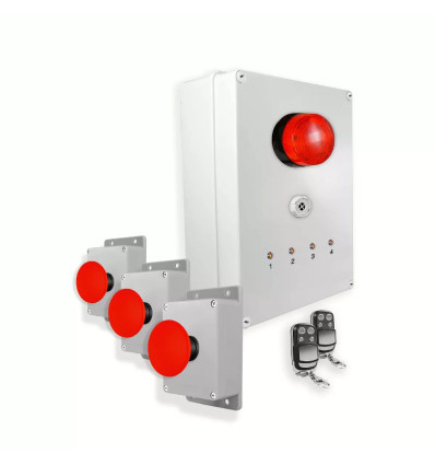 Wireless Alert System 300m - 2 Emergency Stop Buttons / Siren / Flash / LEDs / Stop Button (DA600+)