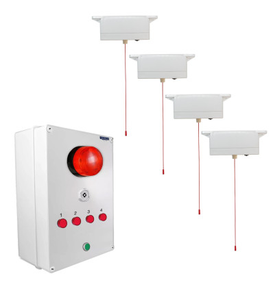 Long Range (900 metre) Wireless Disabled Toilet Alarm with Control Box & 1 Pull Cord (DA600+)