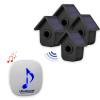 600m Wireless Garden & Driveway Alarm Kit – 4 Birdbox PIR Sensors with Dual Solar Panels, 35-Melody Chime Receiver (DA600+)