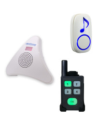 Long Range Portable Pager Doorbell with 35-Melody Receiver with Battery Backup (DA600+)