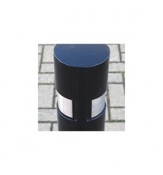Static Black Steel Bollard & Reflective Stainless Steel  Insert