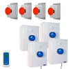 Wireless Lockdown Control Boxes with Blue Strobes, Multi-Tone Sirens, Portable Stop Button & x4 Fixed Trigger Buttons