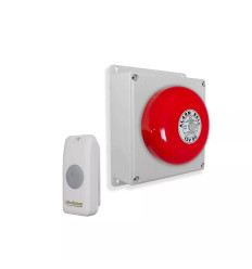 Wireless Warehouse/Industrial Doorbell Kit with Battery Operated Simple Bell & Button (PROTECT 800)