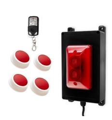 Wireless panic system for businesses, stores & care facilities – red strobe siren / 4 buttons (200m)