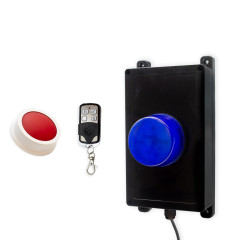 Wireless panic system for businesses, stores & care facilities – blue flash / 1 button (200m)