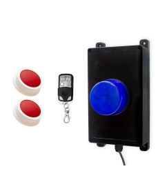Wireless panic system for businesses, stores & care facilities – blue flash / 2 buttons (200m)