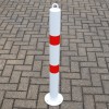 White & Red Bolt Down Fixed Bollard 76mm Diameter